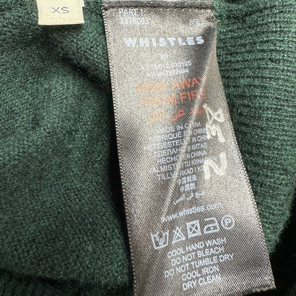 NWT WHISTLES Dark Green Dolman Cashmere Knit Sweater XS - Picture 10 of 11